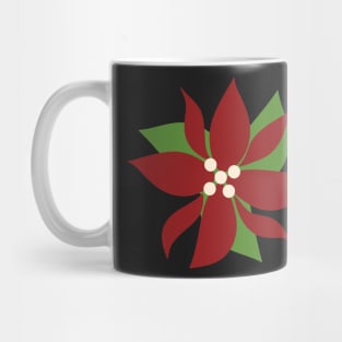 Vintage Christmas Poinsettia Retro Holiday Aesthetic Pattern With Winterberries Dark Background Mug